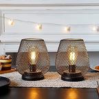 TRIROCKS Set of 2 Medium Battery Powered Outdoor Lantern 6.5'' High Metal Table Lamp Cordless Battery Operated Lamps with LED Edison Bulb for Home Wedding Parties Patio Events Indoors Outdoors(Brown) - Image 5