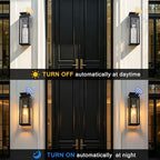 Cerdeco 15" Dusk to Dawn Outdoor Wall Light with 4-Side Clear Glass,2 Pack - Image 3