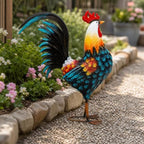 32" Majestic Metal Rooster Yard Decor, Large Outdoor Garden Statue - Image 5