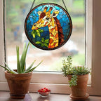 Yellow Giraffe Stained Glass Window Hanging Suncatcher Gifts for Women 9.8" - Image 4