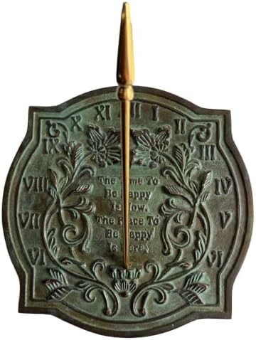 Rome 2303 Happiness Sundial, Solid Brass with Verdigris Highlights, 10-Inch Diameter - Image 5