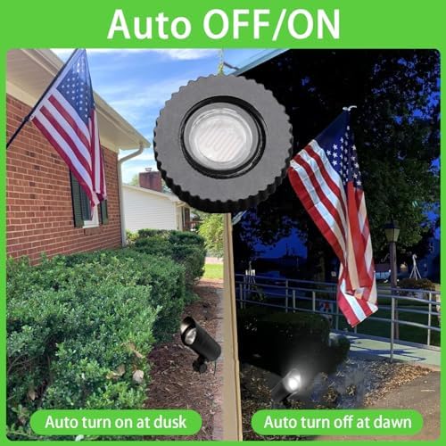 30W Outdoor Spot Lights Dusk to Dawn 120V Outdoor LED Spotlight Plug in with Photocell Sensor 5000K Waterproof Bright Flag Pole Light for Yard Tree Garden Landscape Lighting with Stake 6FT Cord - Image 5