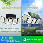 Solar Outdoor Flood Lights, 5-Head 300LED Motion Sensor Security Light, 270° Dusk to Dawn Waterproof Spotlights for wall Backyard Garage, Remote Control, 2 Pack - Image 2
