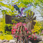 Windmill Spinner with Moving Hand-Painted Animals Scenes on Top, Includes Metal Tower Stand, Decorative Garden Decor (Flying Dragon) by ZaerLtd