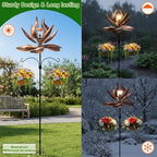 94in Solar Wind Spinner Bronze Metal Garden Stake Kinetic Yard Art - Image 6