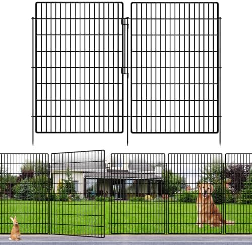 10 Panels Garden Fencing Animal Barrier with Lock, 40 in(H) X 24 ft(L) Dog Fence Outdoor for Yard Rustproof No Dig Decorative Tall Garden Fence Metal Wire Panel Border Rabbit Ground Stakes Fencing by KYATE