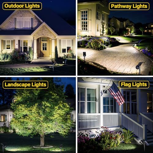 ROSHWEY Solar Outdoor Lights, Waterproof Solar Yard Lights 600LM Spot Light Outdoor for Tree Pathway Walkway Driveway Patio (Cool White, 4Pack) - Image 3