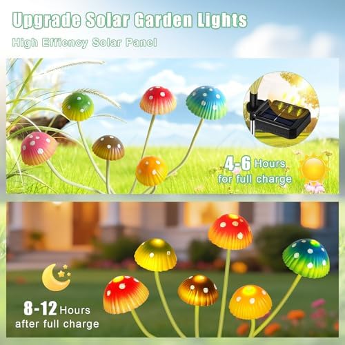 TEDOF 4 Pack 24 LED Solar Mushroom Lights for Outside Outdoor Decor - Image 5