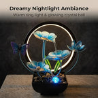 Tabletop Fountain,Indoor Water Fountain,Home Fengshui Décor Zen Relaxation Soothing Sound Machine for Office,Living Room,or Bedroom,Blue Lotus with Butterfly,River Rocks,10.2inch - Image 2