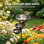 Rain Catcher Bird Bath for Outdoors, 3-Tier Metal Garden Stake Bird Bath, Rustic Rainwater Catcher Garden Decor, Bird & Butterfly Water Station for Yard, Patio, Flower Bed, Lawn and Garde (Bronze) - Image 3