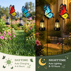 Butterfly 2 Pcs Solar Garden Outdoor Lights Decor Waterproof 33in - Image 6