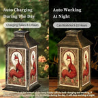 Solar Lantern Red Fox Floral Accents Vintage Art Nouveau Style Outdoor Waterproof Hanging Solar Light Outside Lights for Patio Yard House Lawn Decor Birthday Gifts for Women Mom - Image 4