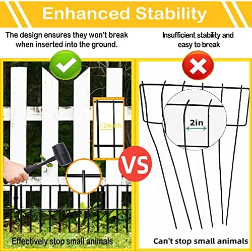 Blingluck Animal Barrier Fence, 30 Pcs Upgrade 1.26 in Gap Decorative Fences No Dig Fence for Rabbits and Dog Ground Defense, Rustproof Metal Wire Garden Edging Border for Outdoor, Yard - Image 4