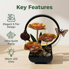 Tabletop Fountain,Indoor Water Fountain,Home Fengshui Décor Zen Relaxation Soothing Sound Machine for Office,Living Room,or Bedroom,Gold Lotus,Ladybird & Butterfly,10.2inch - Image 4
