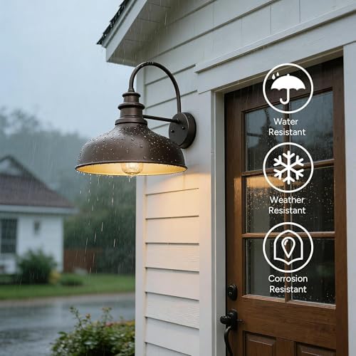 4 Pack Outdoor Wall Lights, Farmhouse Barn Light, Oil Rubbed Bronze - Image 5