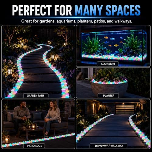 Glow in the Dark Rocks for Garden Decor, Luminous Pebbles for Aquarium Fish Tank, Outdoor Walkway, Patio, Planter and Yard Decoration (Multicolor 600PCS) - Image 7