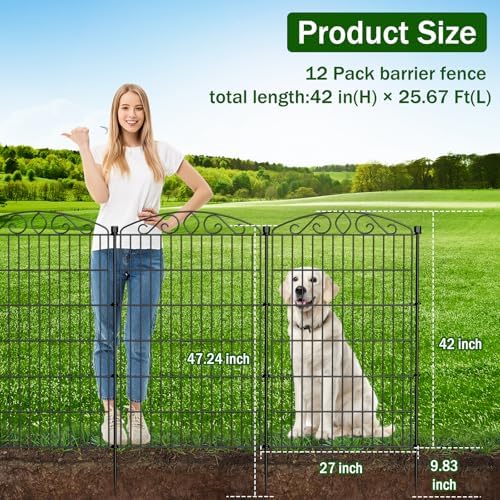 12 Panel No Dig Decorative Garden Fence with Gate 42" H x 25.67'L for Dogs - Image 2