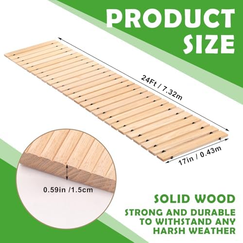 Landical 24ft Wooden Garden Pathway Walkway, Roll Out Outdoor Path,Natural - Image 3