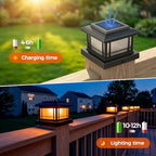 JOFIOS Flickering Flame Solar Post Cap Lights Outdoor, Black Post Lights with 3 Color Temperature, Fits 3.5" 4" 4.5" 5" Wood/Vinyl Posts, IP64 Waterproof Fence Deck Lights for Garden Patio Yard 6 Pack - Image 3
