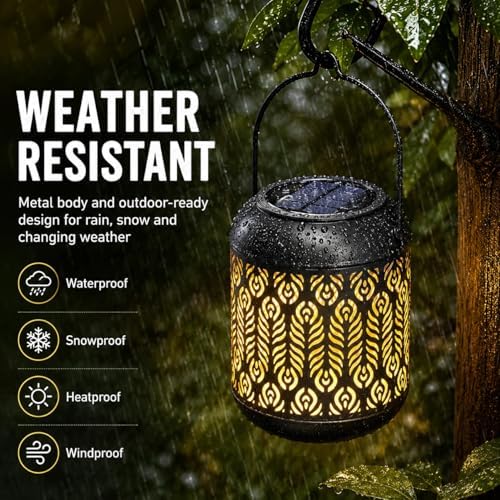 LeiDrail Solar Lantern Outdoor Hanging Lanterns Garden Metal Decorative Light Warm White LED Waterproof Landscape Lighting for Table Pathway Party Yard - 2 Pack - Image 4