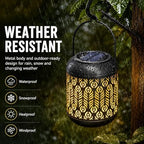 LeiDrail Solar Lantern Outdoor Hanging Lanterns Garden Metal Decorative Light Warm White LED Waterproof Landscape Lighting for Table Pathway Party Yard - 2 Pack - Image 4