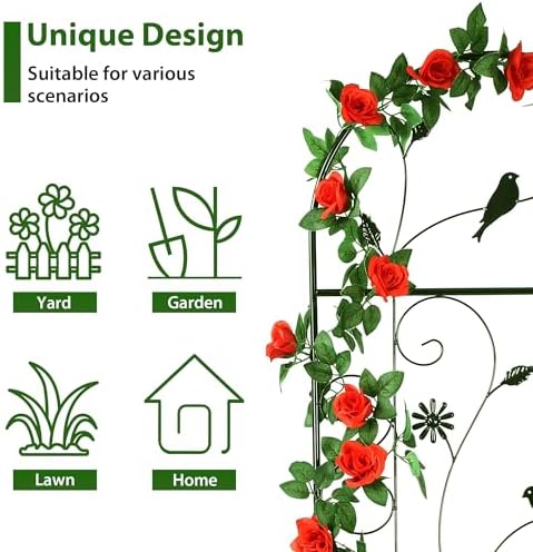 86.5" x 19.7" Metal Garden Trellis Outdoor for Climbing Plants, Black - Image 4