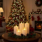 Homemory Pure White Flickering Flameless Candles, Battery Operated Acrylic LED Pillar Candles with Remote Control and Timer, Set of 9 - Image 4