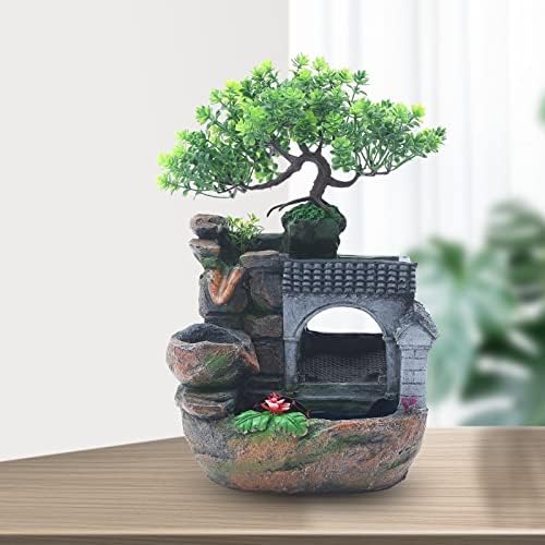 Gdrasuya10 Indoor Water Fountain, Small Tabletop Waterfall Fountain, Rockery Ornament with LED for Office Home Bedroom - Image 5