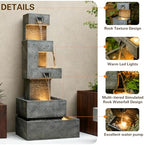 Sunlinua 48H Cascading Outdoor Water Fountain with Realistic Rock Texture - Image 3