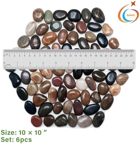 10in River Rock Stepping Stones Set - 6 Pack | Polished Pebble | Long-Lasting PVC Mesh Backing | Perfect for Garden Paths and Lawns Outdoor Landscaping Decoration | Rhombus and Round Set - Image 7