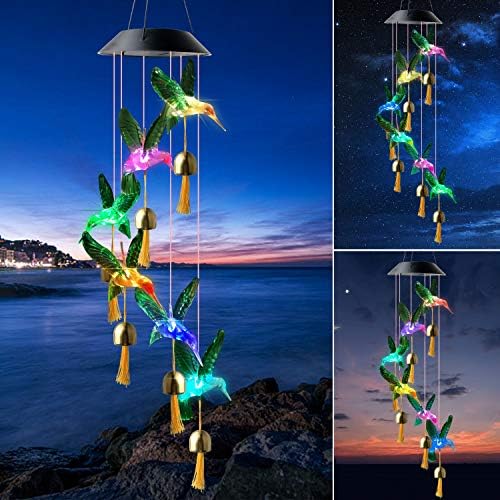 Hummingbird Solar Wind Chimes Outdoor, for All Moms Discover Everything, All for Moms/Women/Grandma/Daughter/Aunt/Friend/Wife/Sister.Gardening Gift,Memorial Gift, Christmas Yard Decor by ShangTianFeng