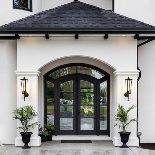 Outdoor Wall Light Fixtures, 20" Large Dusk to Dawn Front Porch Lights Waterproof with Clear Glass, Black Exterior Wall Mount Sconce Outside Lighting for Garage Porch House, OS-OD2615-1WM - Image 5