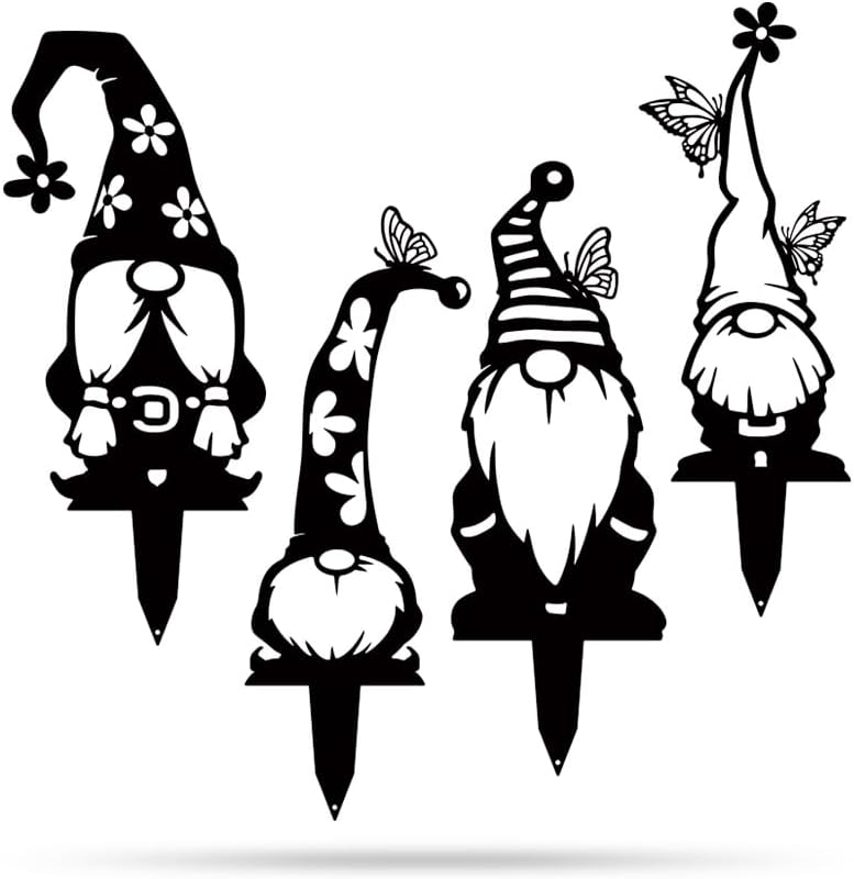 RealSteel Metal Garden Gnomes Outdoor – 4 Pack Steel Lawn Ornaments & Statues, Funny Yard Décor, Weatherproof Garden Decorations, Whimsical Yard Art, Holiday Seasonal Décor, Unique Gift for Gardeners - Image 2