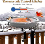 Heated Bird Bath for Outdoors Deck Railing, 100W Heated Birdbath, Gray - Image 3