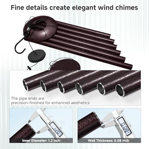 45" Large Wind Chimes for Outside, 6 Thick and Bold Aluminum Tubes (Bronze) - Image 3