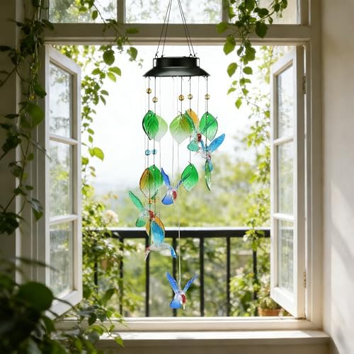 Solar Hummingbird Wind Chime Outdoor 29 Inch - Image 5