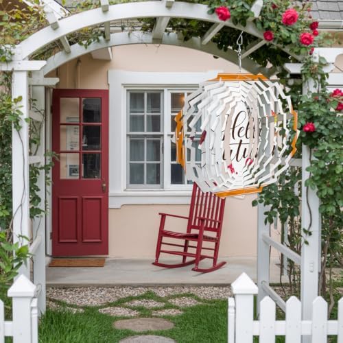 10 Inch Autumn Maple Leaves Wind Spinner for Yard and Garden,Thanksgiving Farmhouse Orange Striped Hanging Ornaments Outdoor 3D Kinetic Wind Sculpture Spinners Indoor Outdoor Patio Décor Gift - Image 4