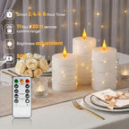 Amagic Real Wax Flameless Candles with Embedded String Lights 3 Pcs. White - Image 2