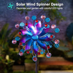 Solar Wind Spinner for Yard and Garden – 61 Inch Outdoor Metal Kinetic Sculpture with Multi-Color LED Glass Ball Light – Waterproof Windmill Stake for Patio, Lawn, and Pathway Decoration (Blue) - Image 5