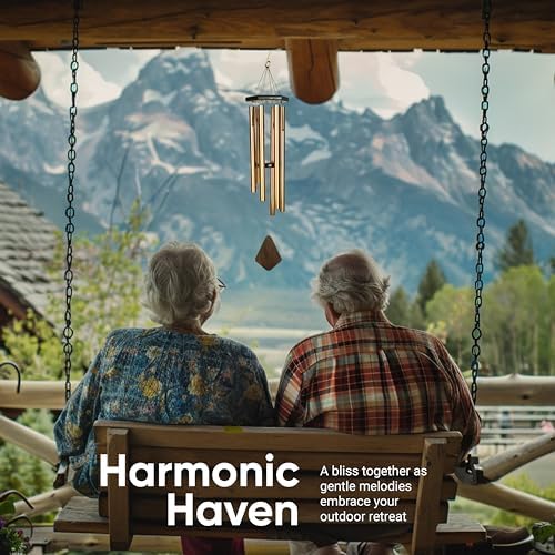 Nature’s Melody Premiere Grande Tunes Wind Chimes – Outdoor Windchime with 6 Tubes Tuned to E Pentatonic Scale, Rustproof Aluminum, Beech Wood & S Hook Hanger for Sympathy, Memorial Gift or Zen Garden - Image 2