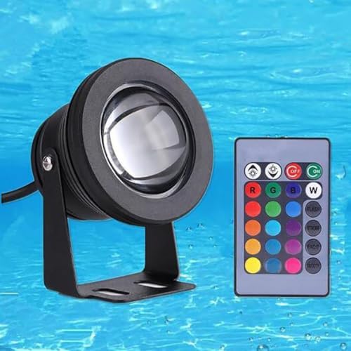 Outdoor Spotlights - LED Fountain Lamp, Submersible RGB Pool Lights, 10W Rotation Underwater Light with Remote Control, IP68 Waterproof Underwater Pond Spotlights(A,10W(12V)) by Unknown