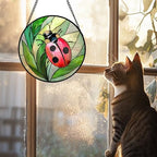 DASTOLL Stained Glass Window Hanging 4 Pcs Set Pink Green Insect Theme 6.3" - Butterfly Suncatcher Door Garden Sun Catcher Decor Birthday Christmas for Mom Woman Nana Men - Image 4