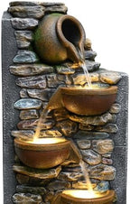 39" Outdoor Garden Water Fountain with Lights, 5 Tiers Water Feature - Image 5