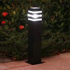 Outdoor Square Pathway Light, Modern Waterproof LED Bollard Light Fixture with Acrylic Shade, Die-cast Aluminum Pedestal Garden Lamp for Driveway, Yard, Lawn, Walkway, Patio Deck Decoration - Image 4