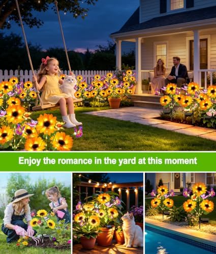 KOOPER Solar Garden Lights Outdoor 3 Pack, 9 Sunflowers & 12 Butterflies - Image 5