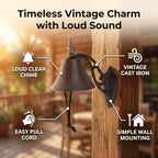 Luocute Cast Iron Outdoor Dinner Bell with Vintage Wall Mount - Image 5