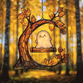 Cute Ghost on Crescent Swing Acrylic Suncatcher - Faux Stained Glass Indoor Window Hanging Ornament, Outdoor Sun Catcher Panel, Home Decor Gift for Ghost Lovers by Unknown