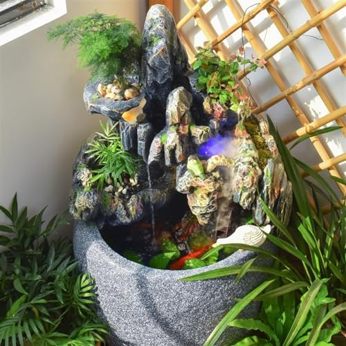 Cascading Rock Outdoor Water Fountain Rockery Water Fountain Decoration, Courtyard Circulating Water Landscape, Balcony Ecological Fish Tank for a Calming in Outdoor - Image 6