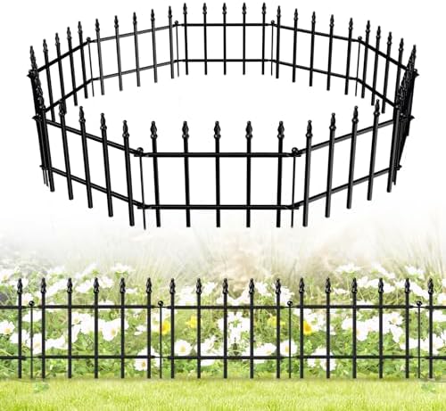 Decorative Metal Garden Fence 11" x 12', Small Fence Border with Stakes by FOREHOGARGARDEN%EF%BC%86HOME