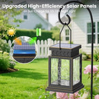 2 Pack Farmhouse Solar Lanterns , Water Ripple Glass & Copper Wire Flickering Light,Outdoor Waterproof Upgraded Solar and 2 AA Batteries Powered, for Outside Porch, Patio and Indoor Tables. - Image 7